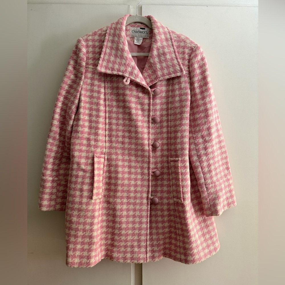 Vintage Chadwicks Wool Houndstooth Over Coat